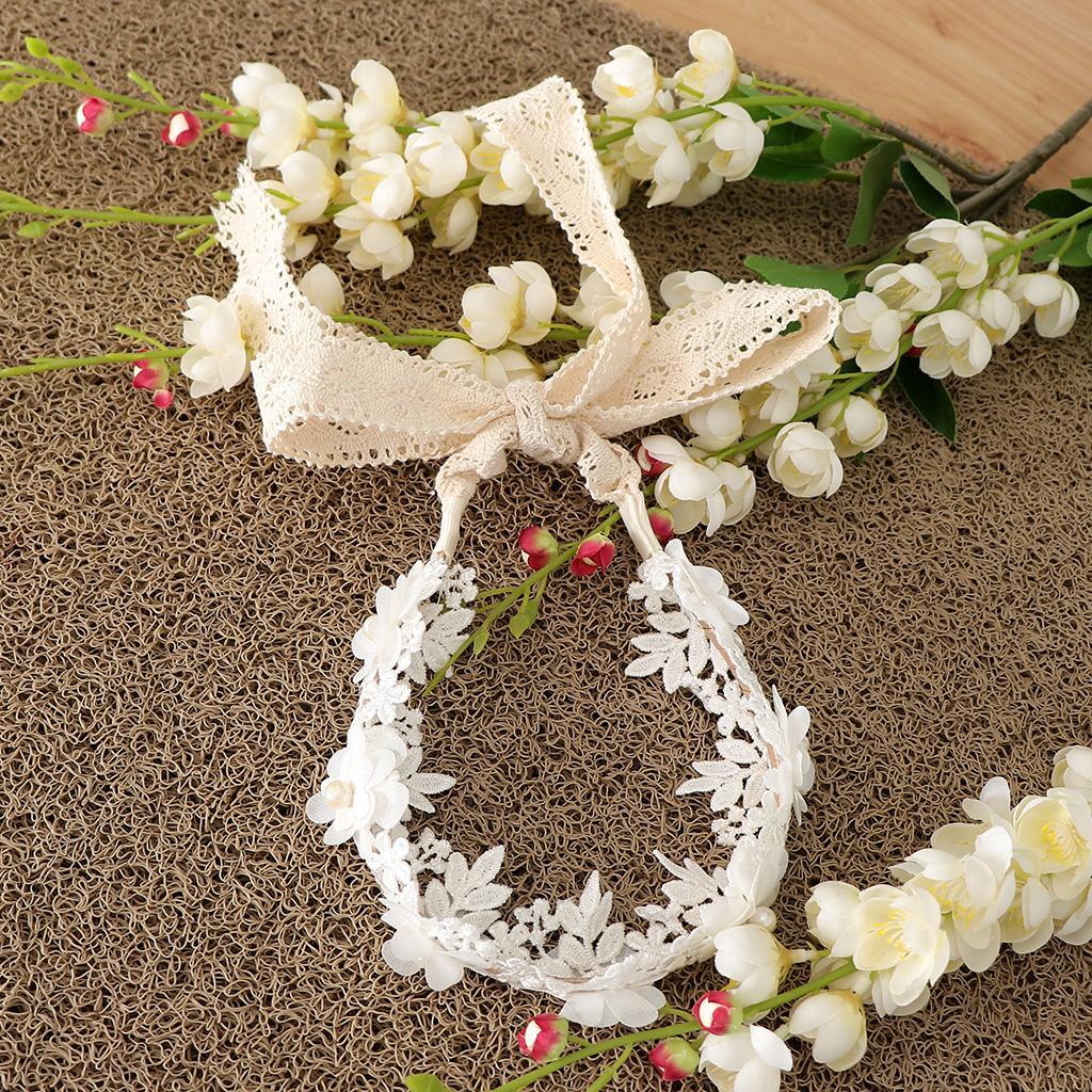 Korean Princess Headband Lace Ribbon Flower Hair Wreath Kids Headwear White
