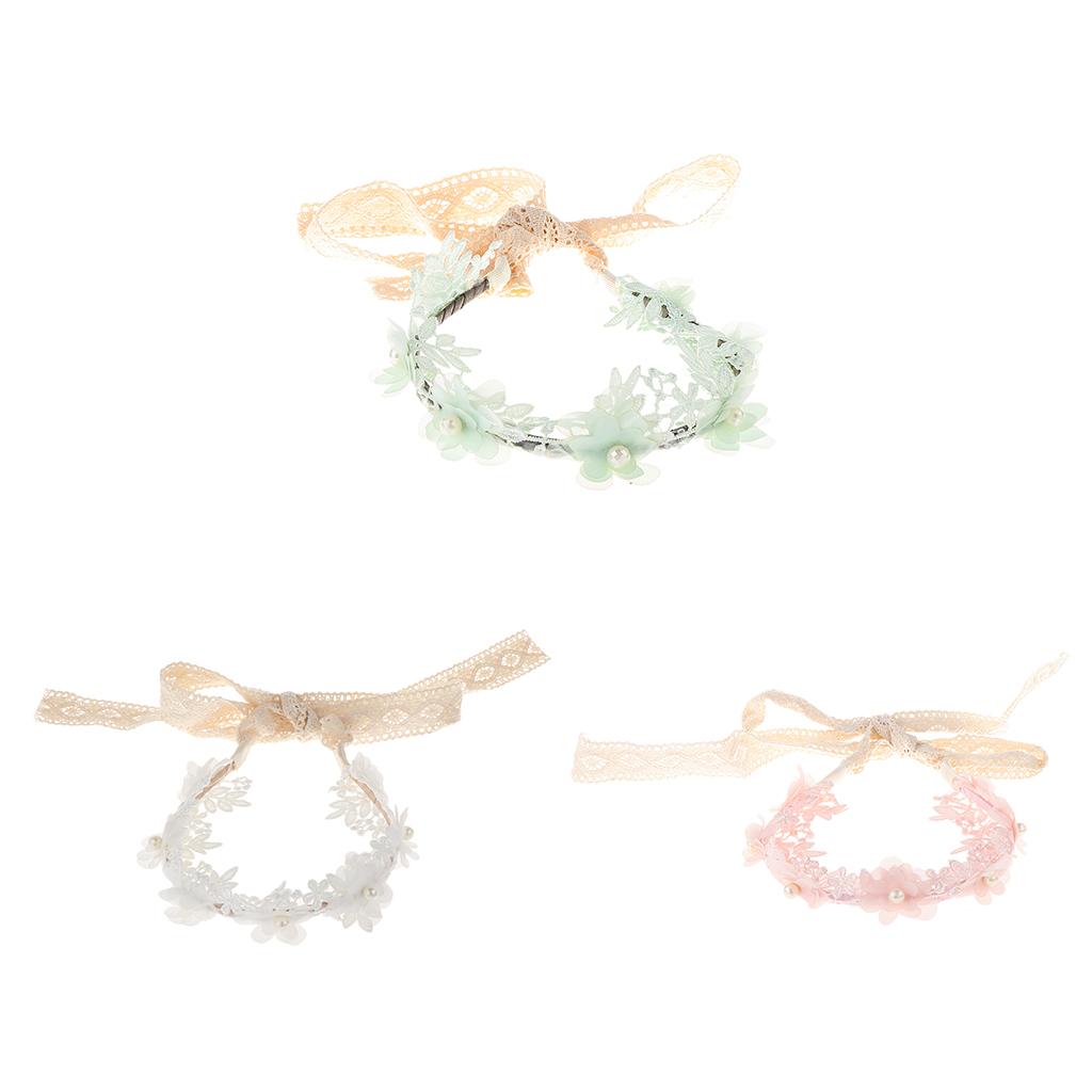 Korean Princess Headband Lace Ribbon Flower Hair Wreath Kids Headwear White