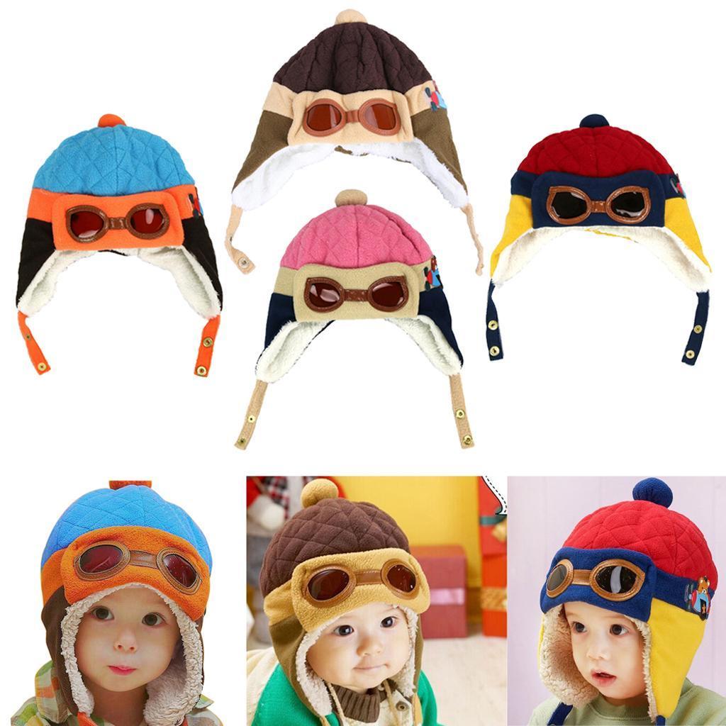 Baby Boys Girls Kids Winter Pilot Aviator Warm Cap Hat Earflap Beanie Red