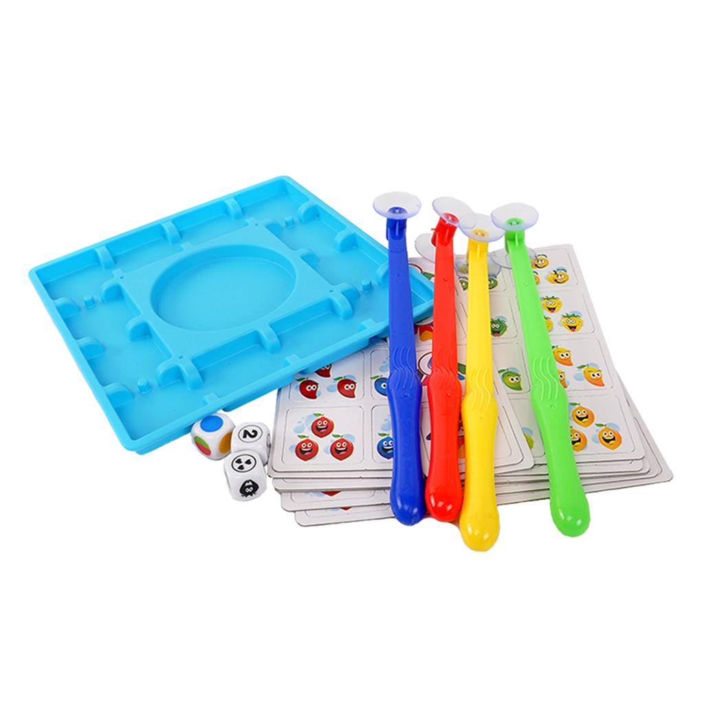 Intellectual Throw Dice and Pick Up Fruits Cards Board Sucker Toy Education