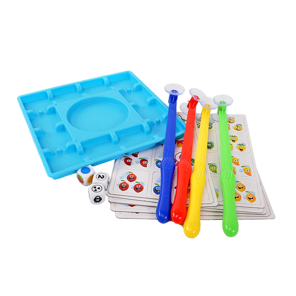 Intellectual Throw Dice and Pick Up Fruits Cards Board Sucker Toy Education