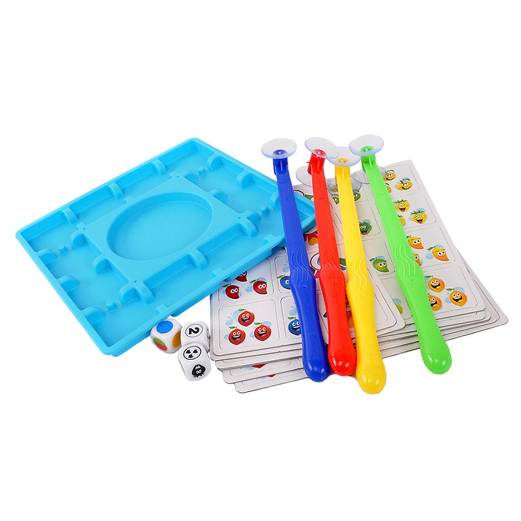 Intellectual Throw Dice and Pick Up Fruits Cards Board Sucker Toy Education