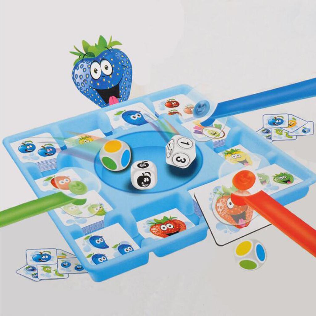 Intellectual Throw Dice and Pick Up Fruits Cards Board Sucker Toy Education