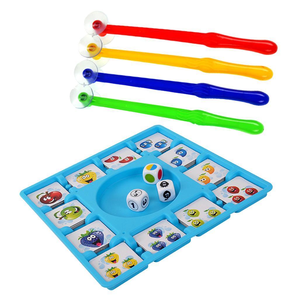 Intellectual Throw Dice and Pick Up Fruits Cards Board Sucker Toy Education