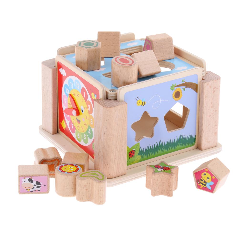 Intelligence Cube Developmental Toy Teaching Clock Geometric Building Block