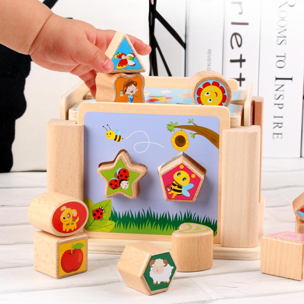 Intelligence Cube Developmental Toy Teaching Clock Geometric Building Block