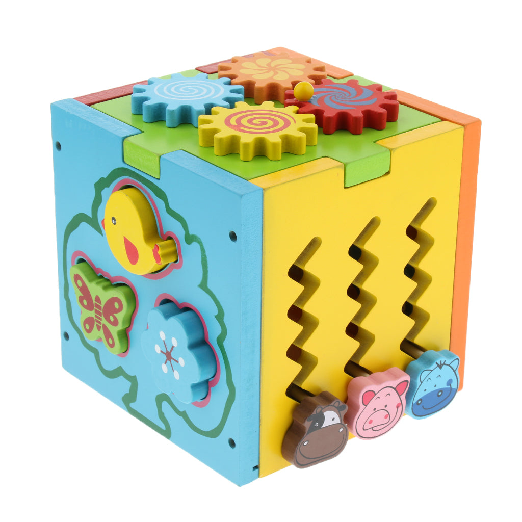 Intelligence Cube Baby Educational Toy Animal Building Blocks Revolving Gear