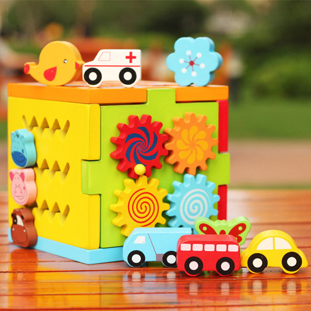 Intelligence Cube Baby Educational Toy Animal Building Blocks Revolving Gear