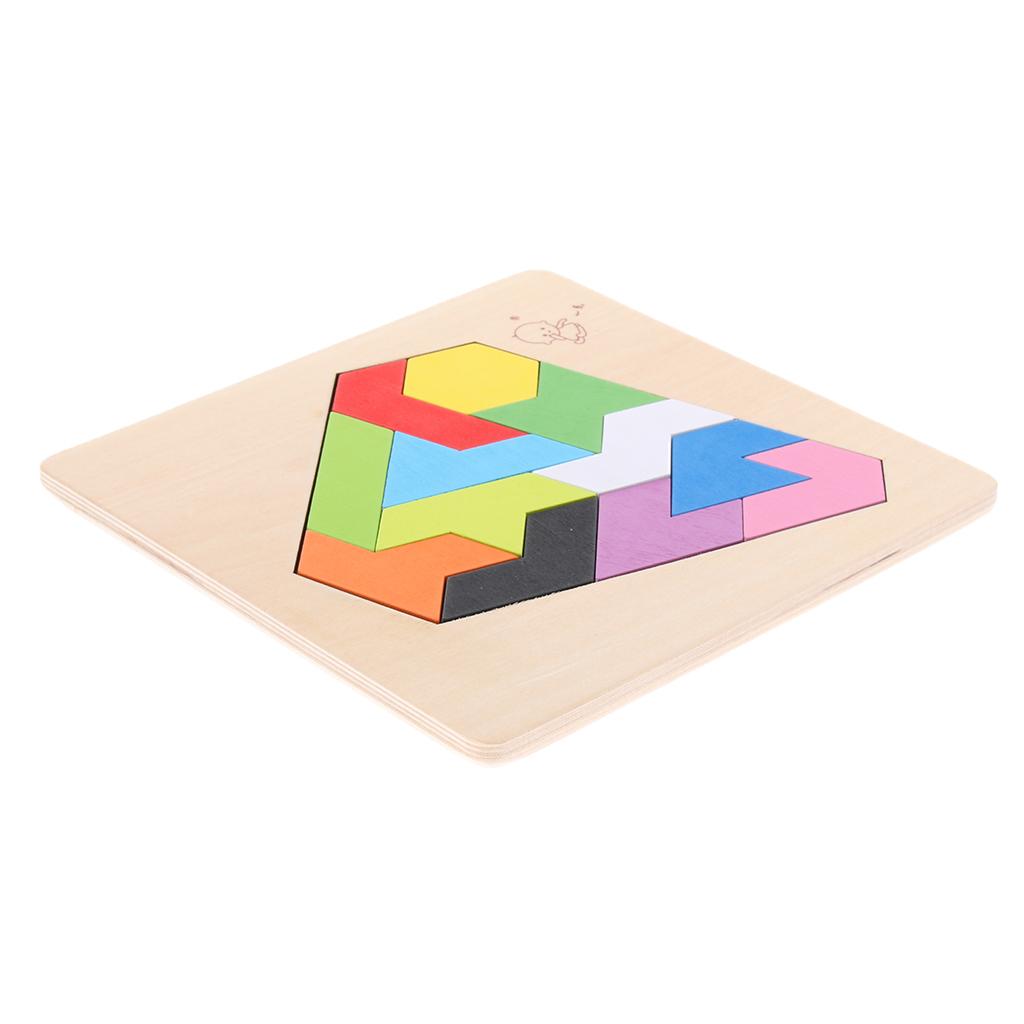Wooden Tetris Puzzle Jigsaw Brain Teaser Game Kids Intelligence Toy Diamond