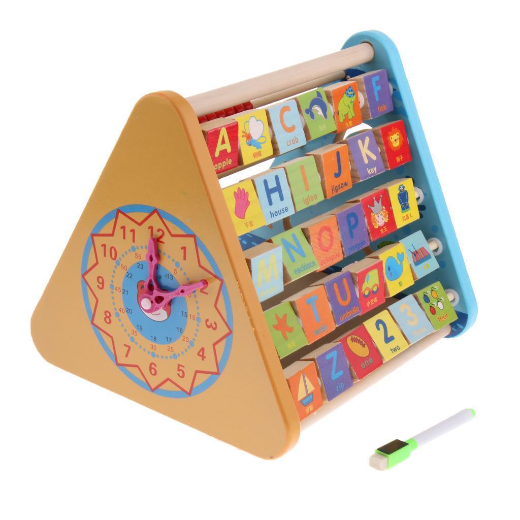 Five-Sided Multi-Function Wooden Abacus Blocks Activity Center Kids Toy Gift