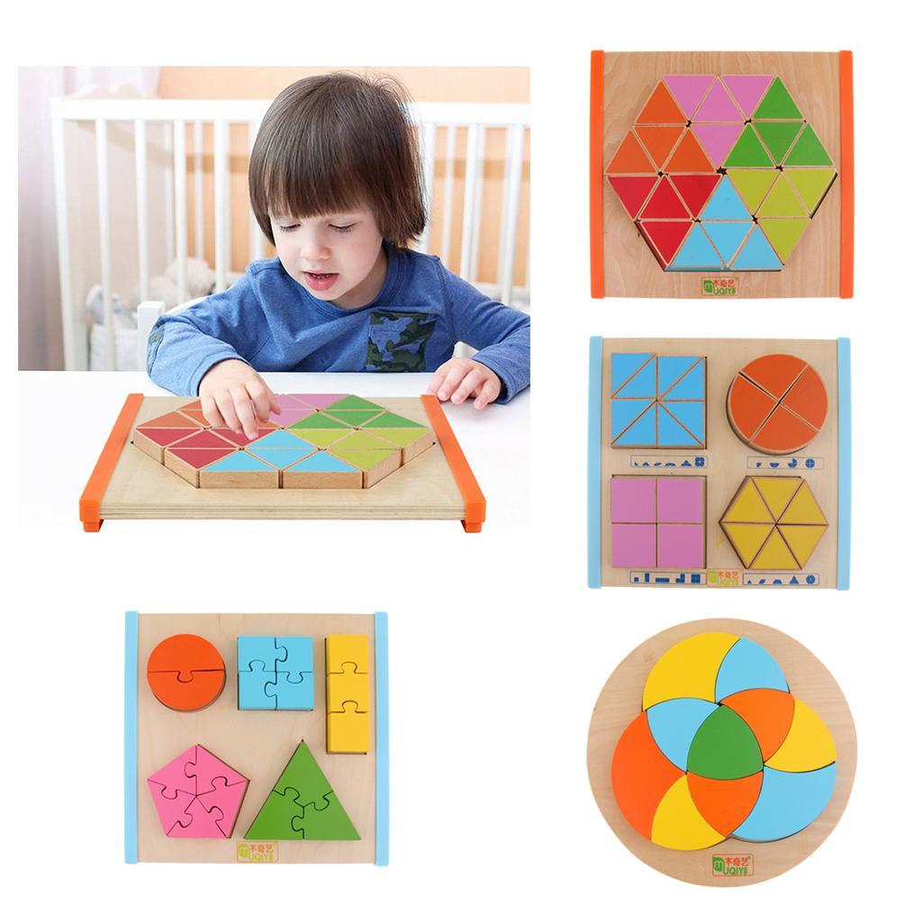 Geometry Shape Wooden Jigsaw Block Puzzle Children Education Toys Style 1