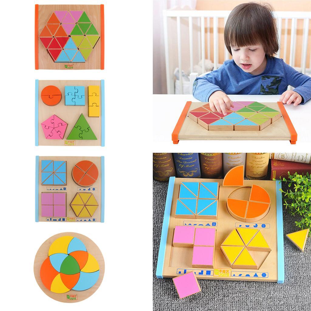 Geometry Shape Wooden Jigsaw Block Puzzle Children Education Toys Style 1