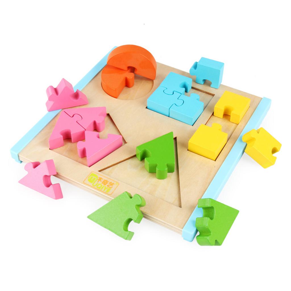 Geometry Shape Wooden Jigsaw Block Puzzle Children Education Toys Style 3