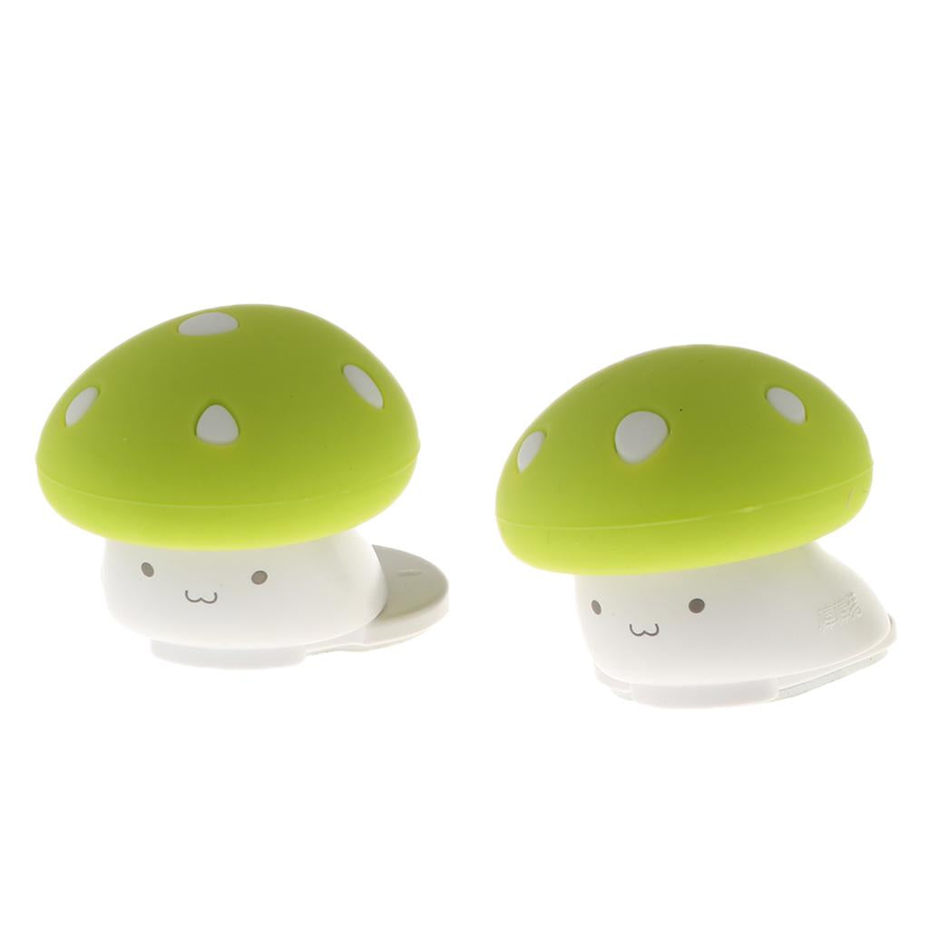 2Pcs Silicon Finger Pinch Guard Cartoon Mushroom Safety Door Stoppers Green