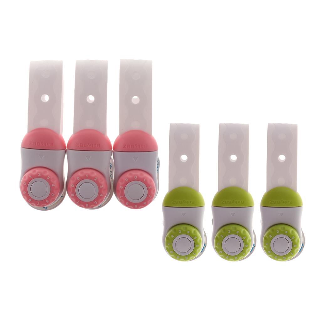 3Pcs Door Drawer Cabinet Safety Trick Lock Baby Infant Cupboard Locks Pink