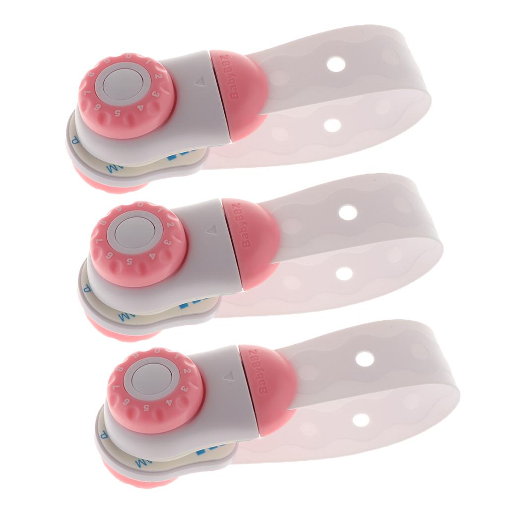 3Pcs Door Drawer Cabinet Safety Trick Lock Baby Infant Cupboard Locks Pink
