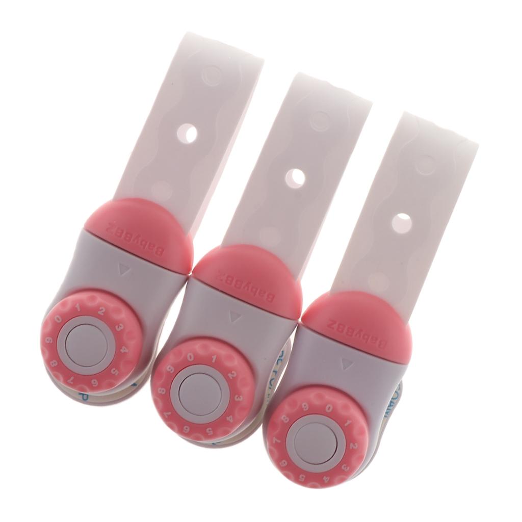 3Pcs Door Drawer Cabinet Safety Trick Lock Baby Infant Cupboard Locks Pink