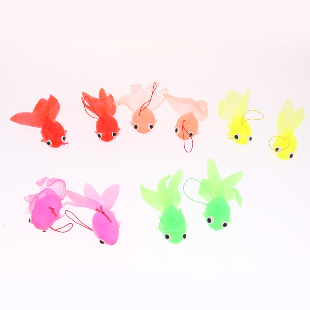 10Pcs Plastic Simulation Small Goldfish Soft Rubber Gold Fish Children Toy