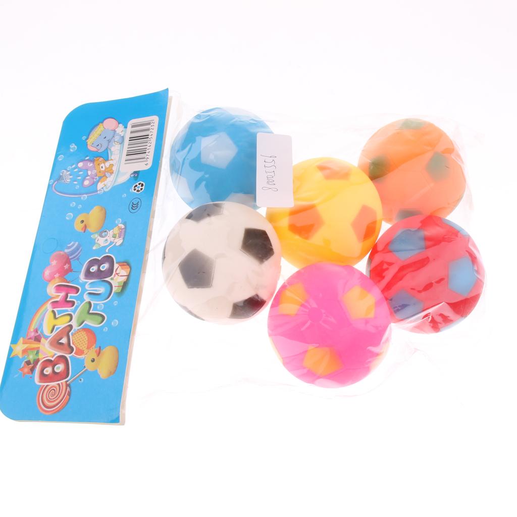 Cute Rubber Squeaky Balls Baby Toddler Bathing Toy - 6pcs Football