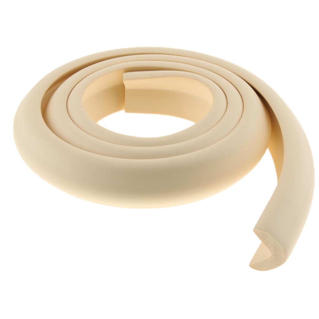 2M L Shape Rubber Strap Edge Guard Baby Safety Corner Protection Beige