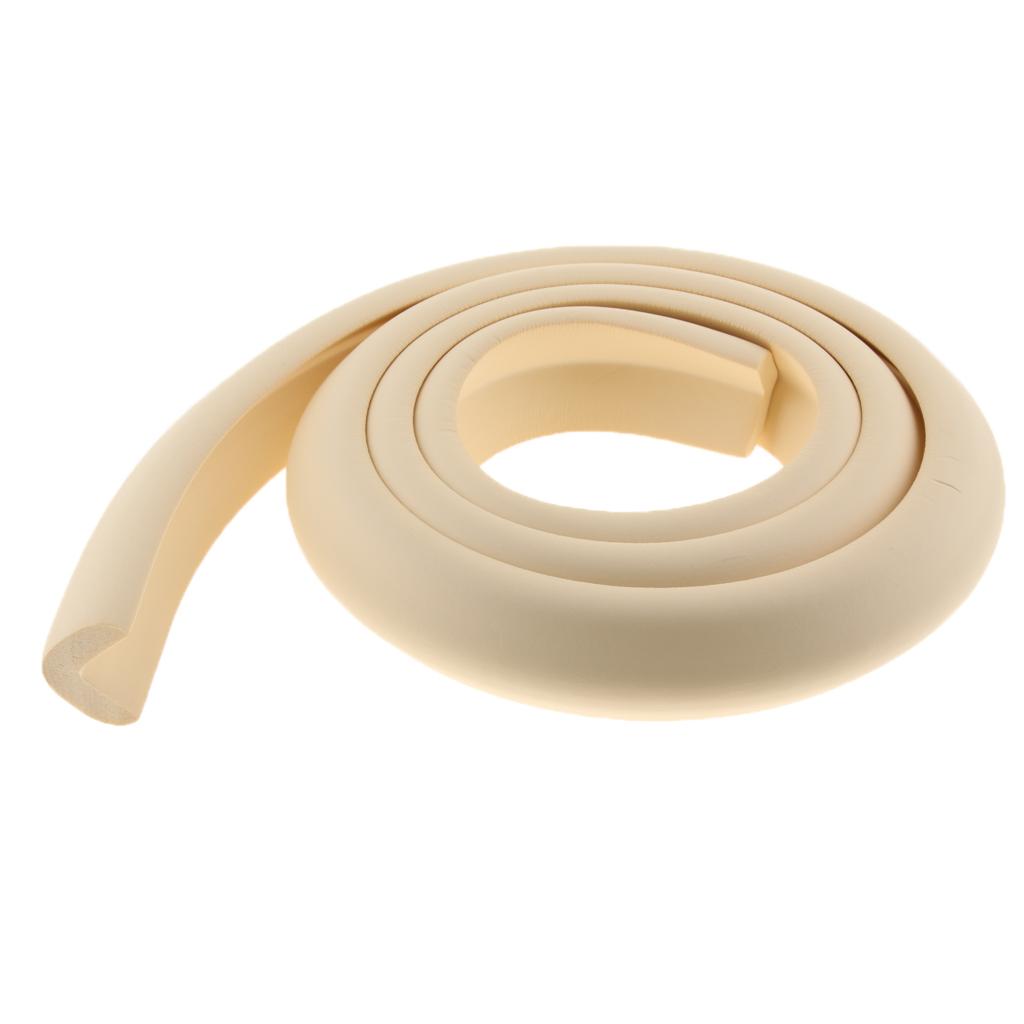 2M L Shape Rubber Strap Edge Guard Baby Safety Corner Protection Beige