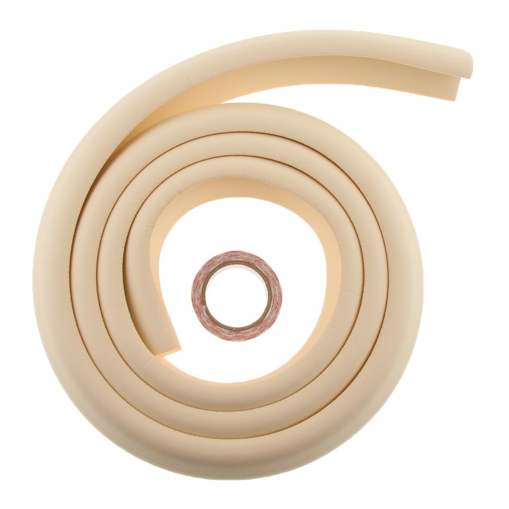 2M L Shape Rubber Strap Edge Guard Baby Safety Corner Protection Beige