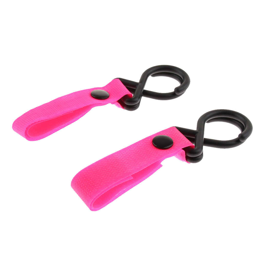 2 Pieces Stroller Hooks Adjustable Hanger for Baby Diaper Bags Rose