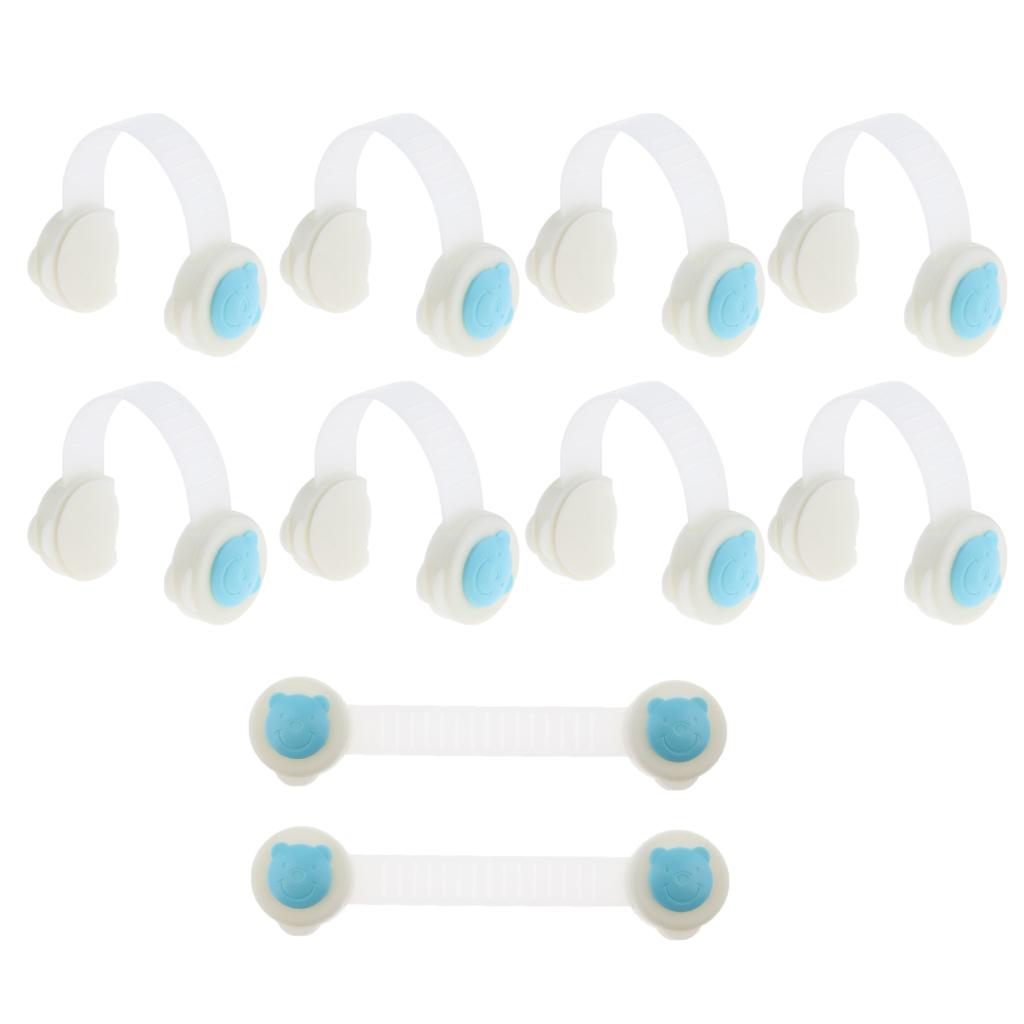 10PCS Child Kid Baby Safety Lock For Door Drawer Cupboard Cabinet Adhesive Blue