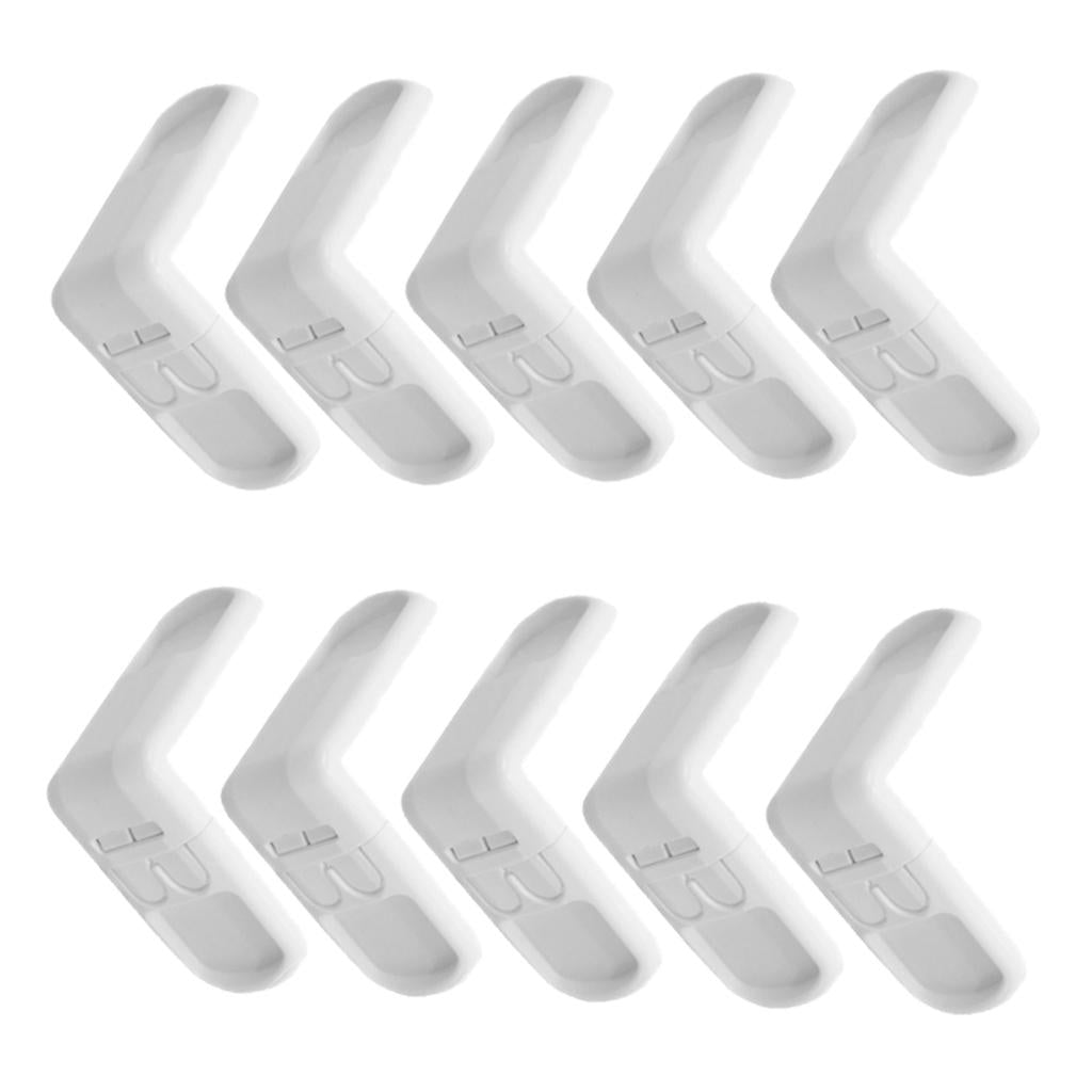 Pack of 10 Plastic Baby Proofing Right Angle Safety Lock for Cabinets White