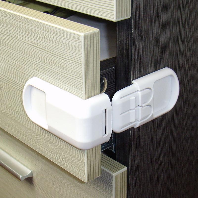 Pack of 10 Plastic Baby Proofing Right Angle Safety Lock for Cabinets White