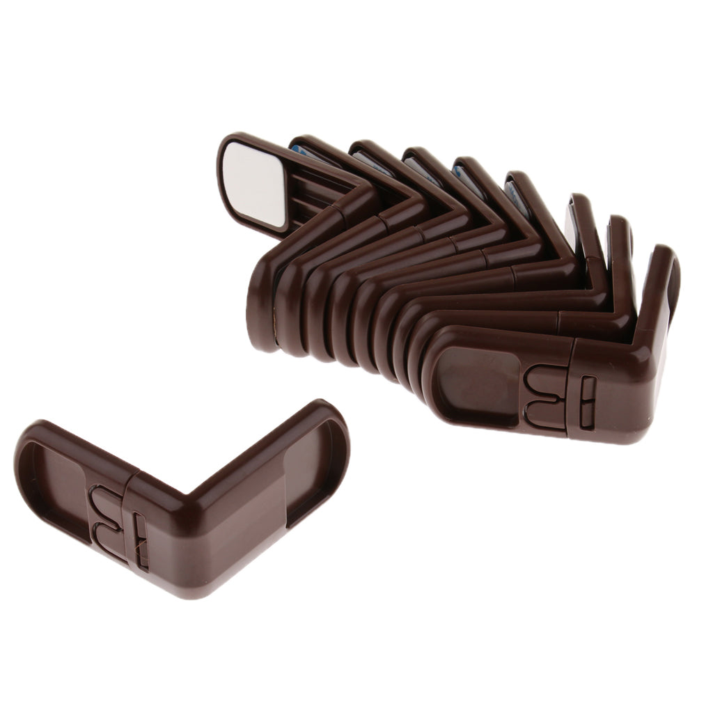 Pack of 10 Plastic Baby Proofing Right Angle Safety Lock for Cabinets Brown
