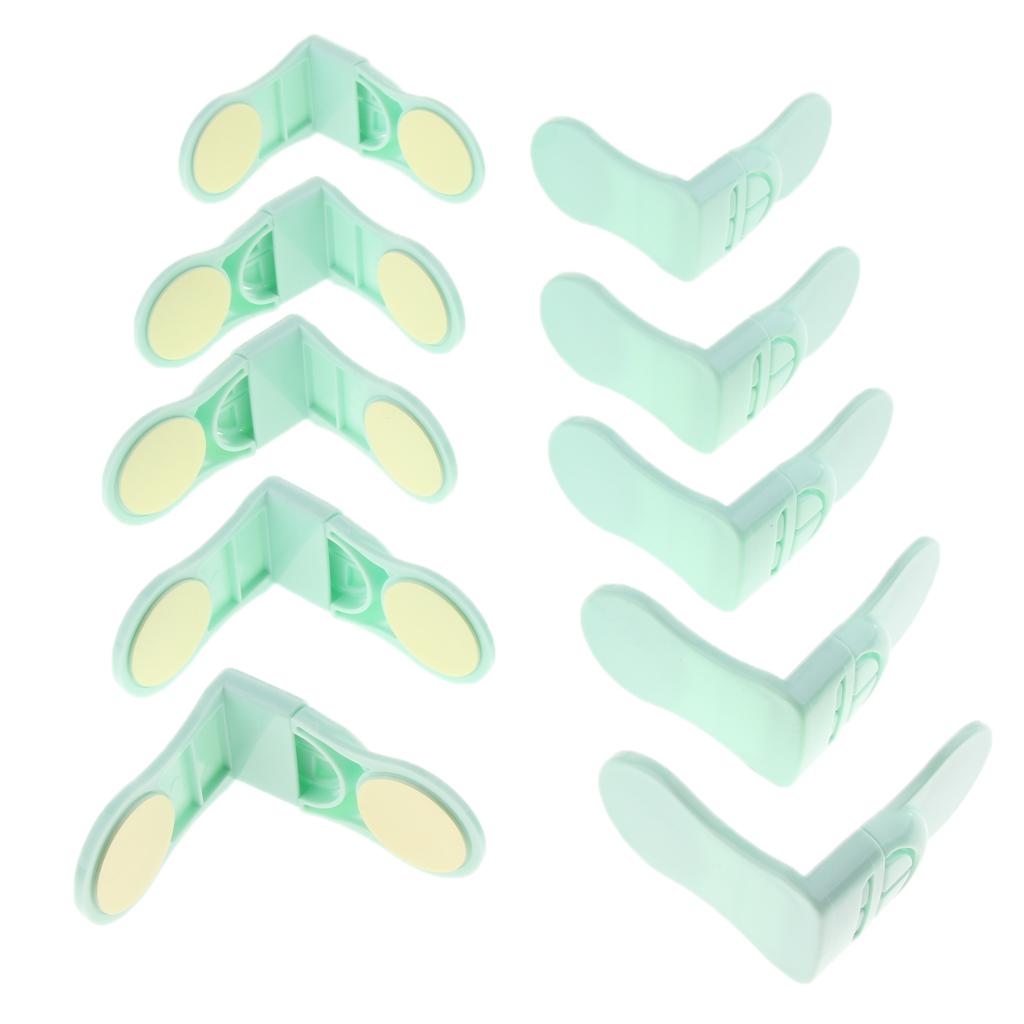 Pack of 10 Plastic Baby Proofing Right Angle Safety Lock for Cabinets Green