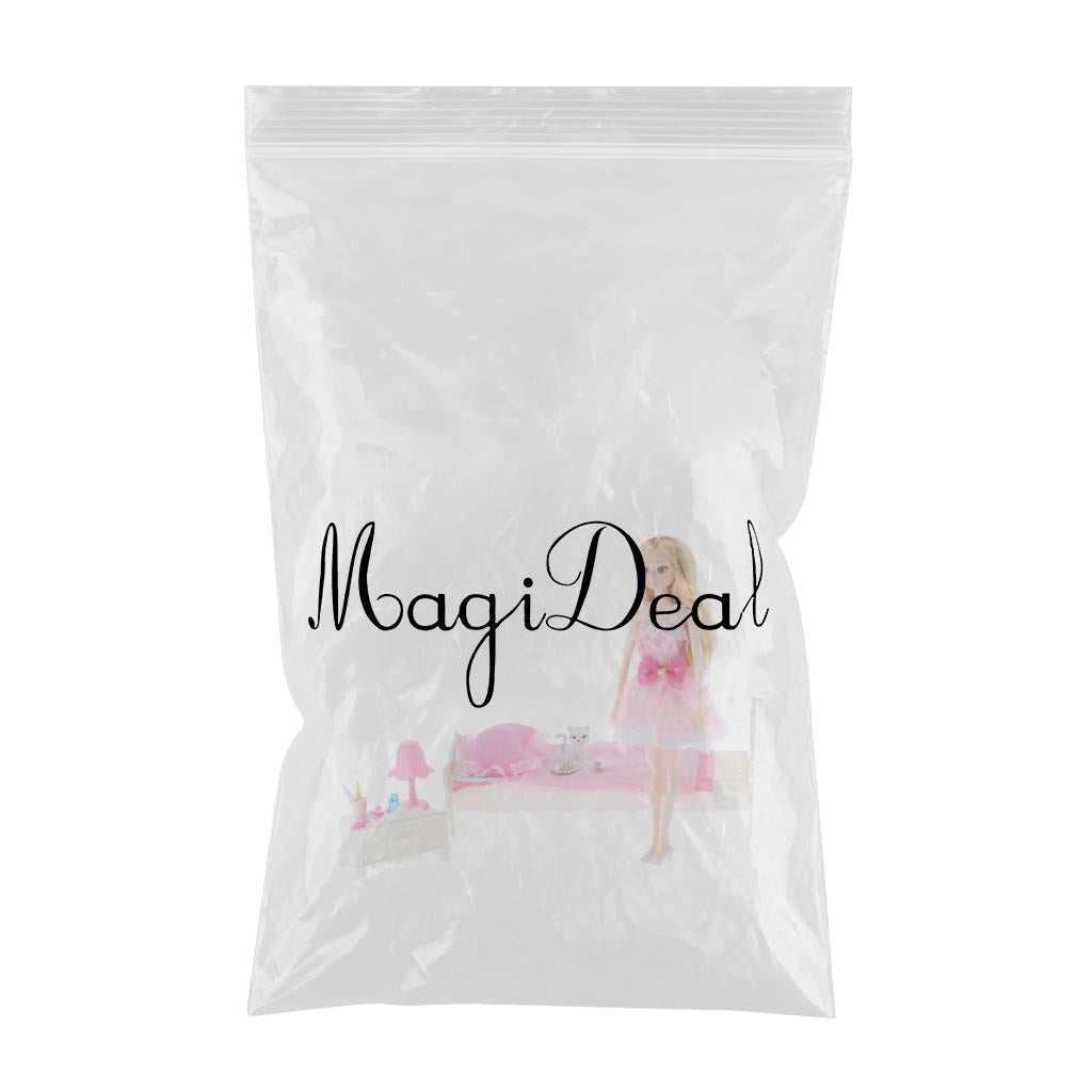 Plastic Dolls House Miniature Bedroom Furniture Kids Role Play Toy Xmas Gift