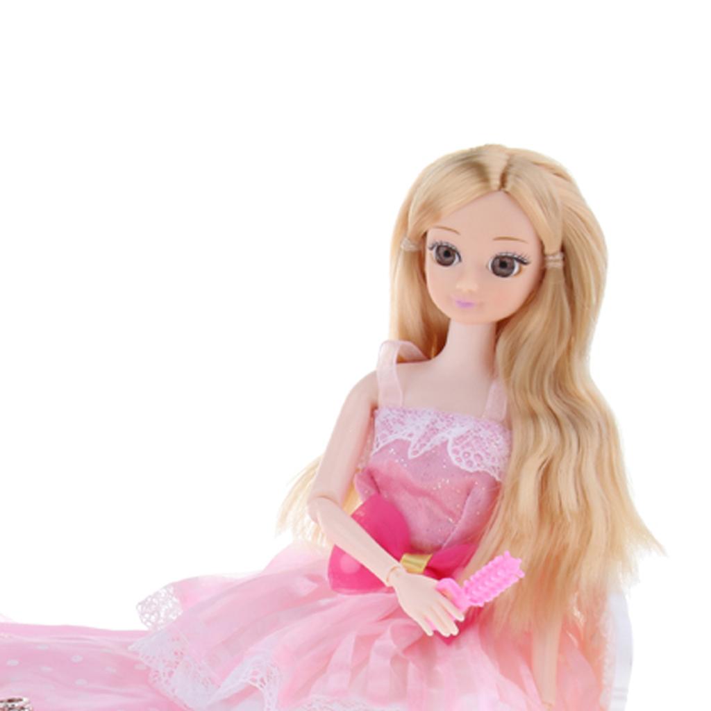 Plastic Dolls House Miniature Bedroom Furniture Kids Role Play Toy Xmas Gift