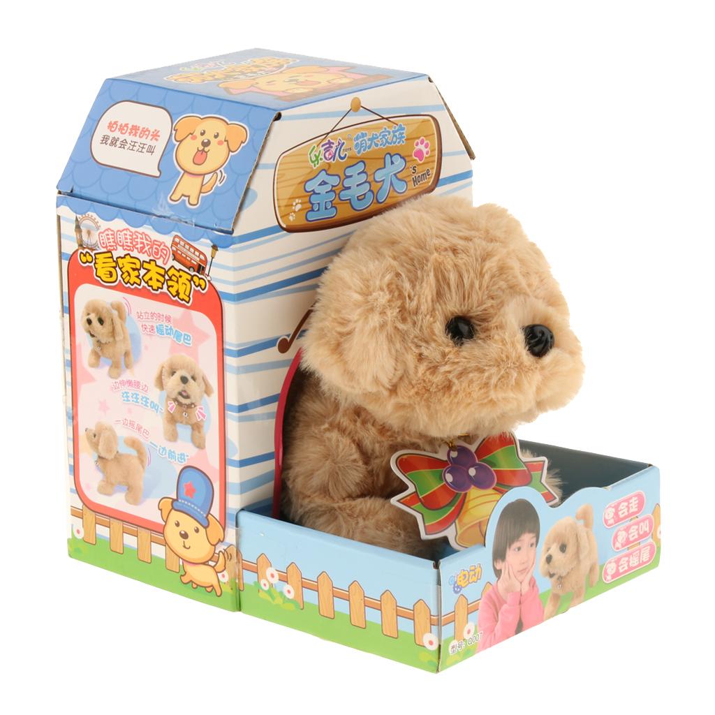 Electronic Plush Dog Robot Toy Walk Bark Wag tail Kids Gift Golden Retriever