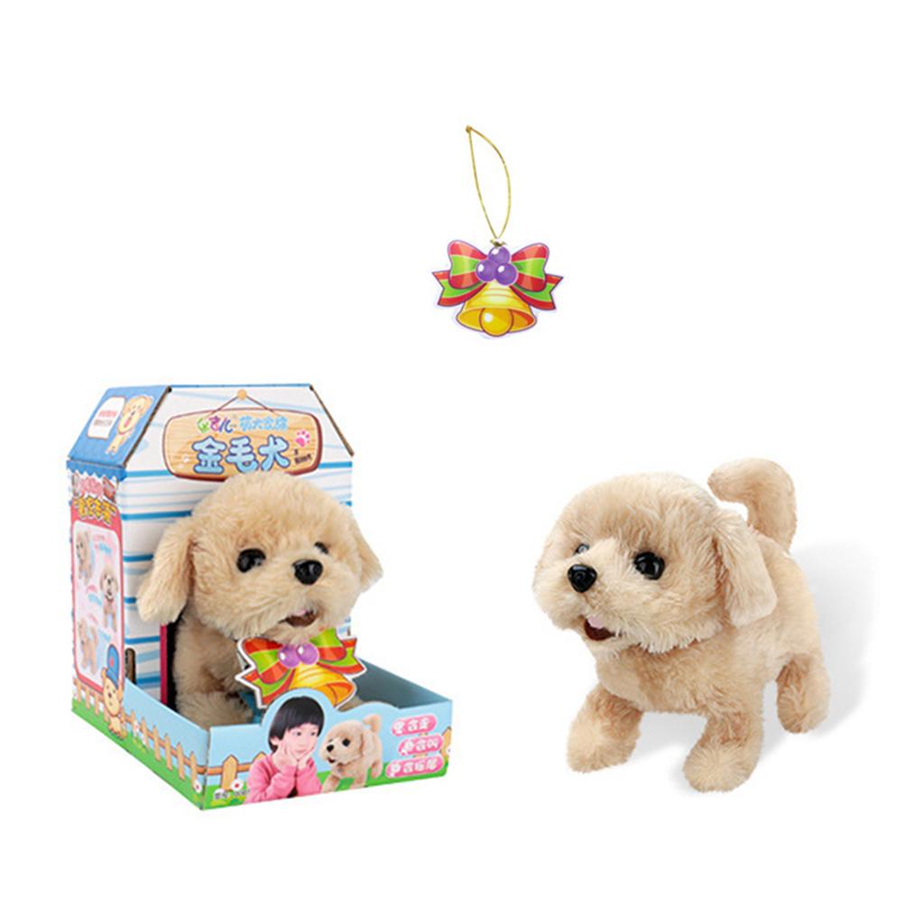 Electronic Plush Dog Robot Toy Walk Bark Wag tail Kids Gift Golden Retriever