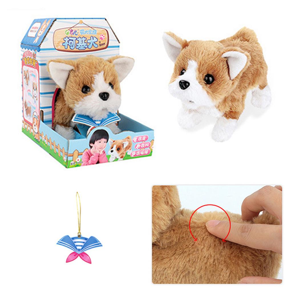 Electronic Plush Dog Robot Walk Bark Wag tail Kids Gift Welsh Corgi