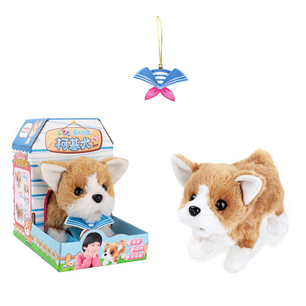 Electronic Plush Dog Robot Toy Walk Bark Wag tail Kids Gift Welsh Corgi