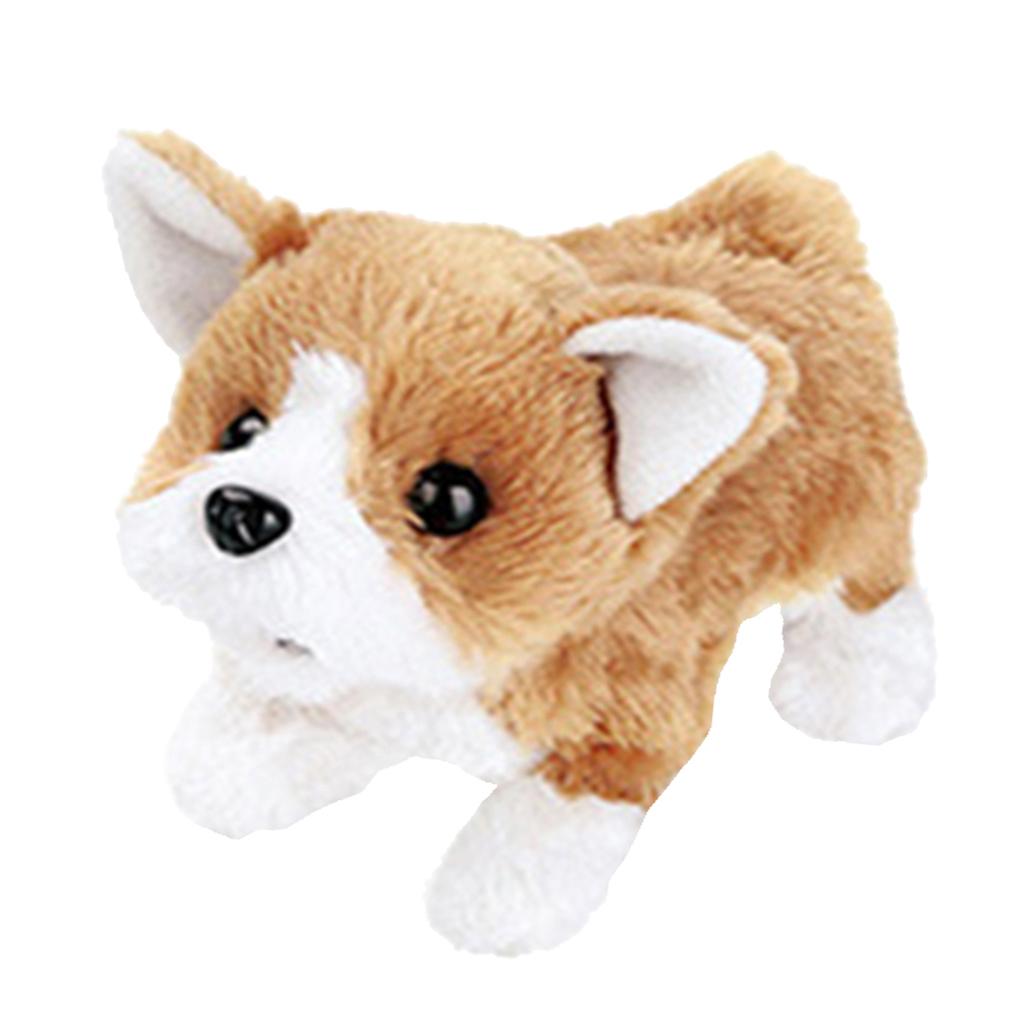 Electronic Plush Dog Robot Toy Walk Bark Wag tail Kids Gift Welsh Corgi