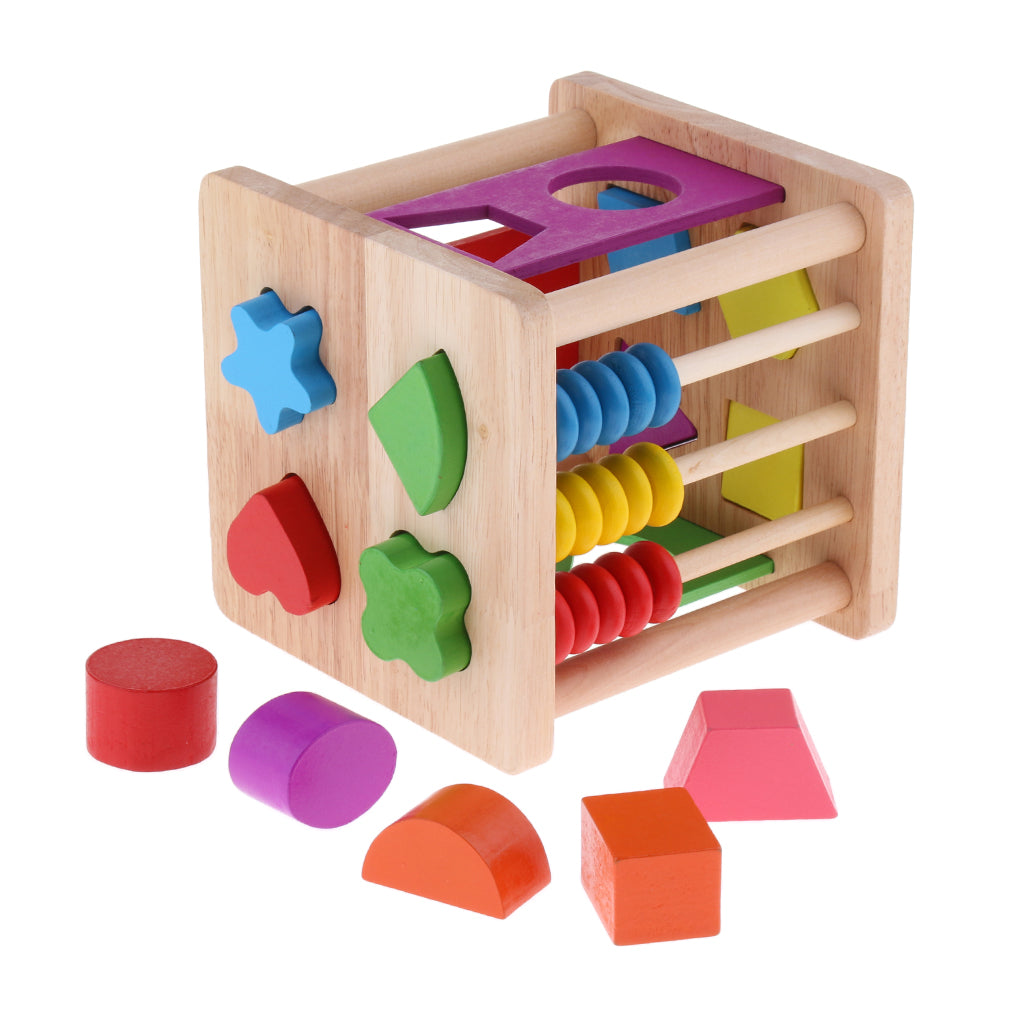 Children Wooden Toy Classic Wood Multi Shape Sorter Block for Kids Gift