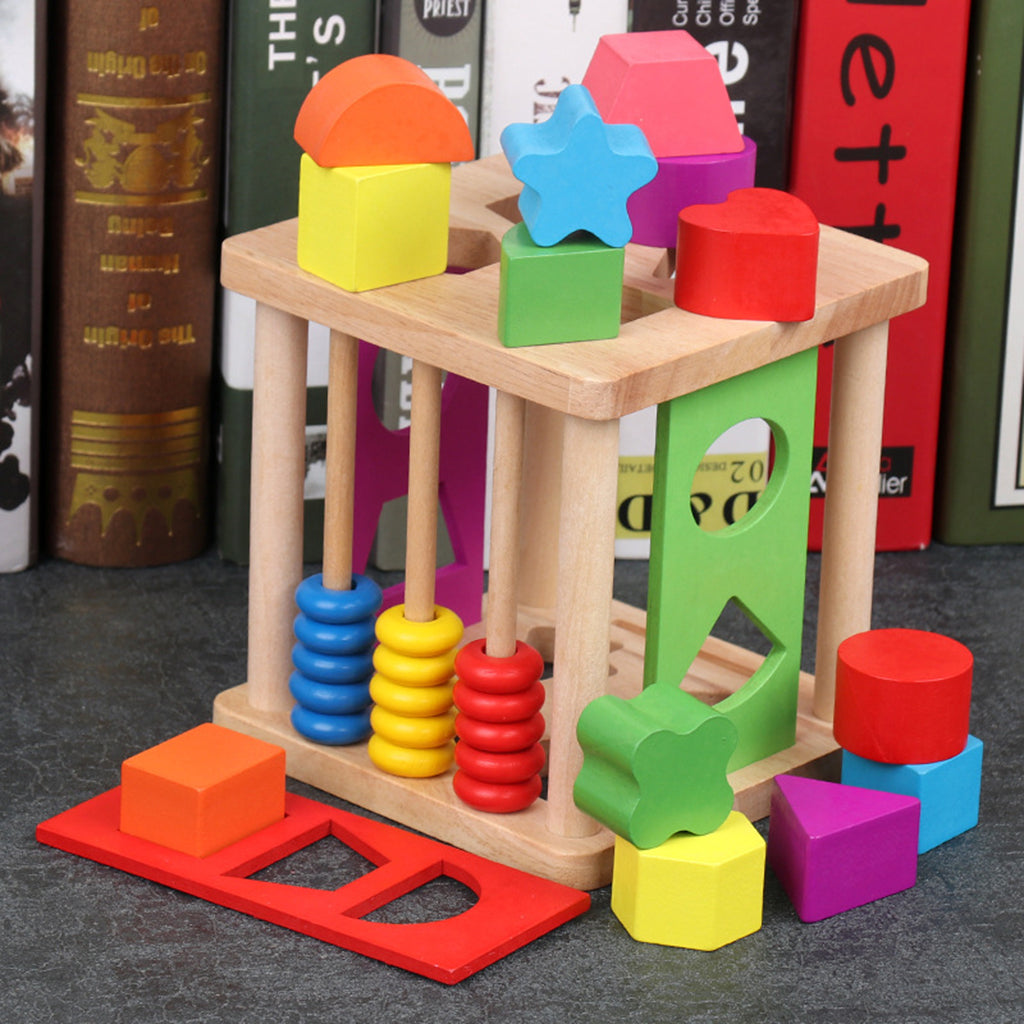 Children Wooden Toy Classic Wood Multi Shape Sorter Block for Kids Gift