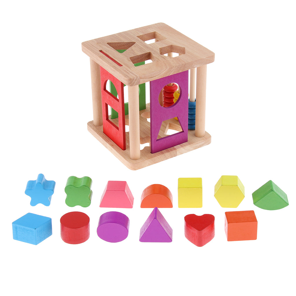 Children Wooden Toy Classic Wood Multi Shape Sorter Block for Kids Gift