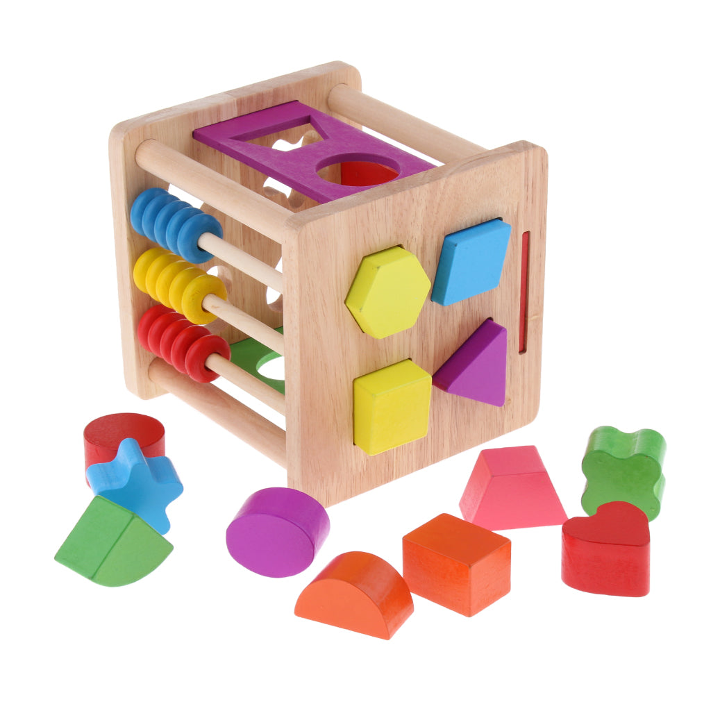 Children Wooden Toy Classic Wood Multi Shape Sorter Block for Kids Gift