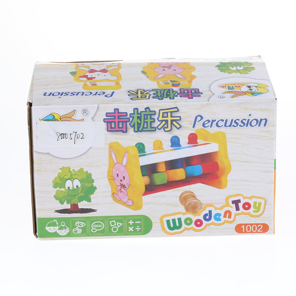 Children Educational Toy Pegs Wooden Game Hammering Bench Hammer Gift