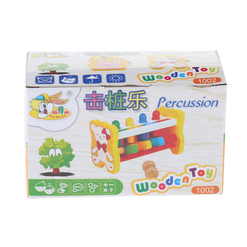 Children Educational Toy Pegs Wooden Game Hammering Bench Hammer Gift