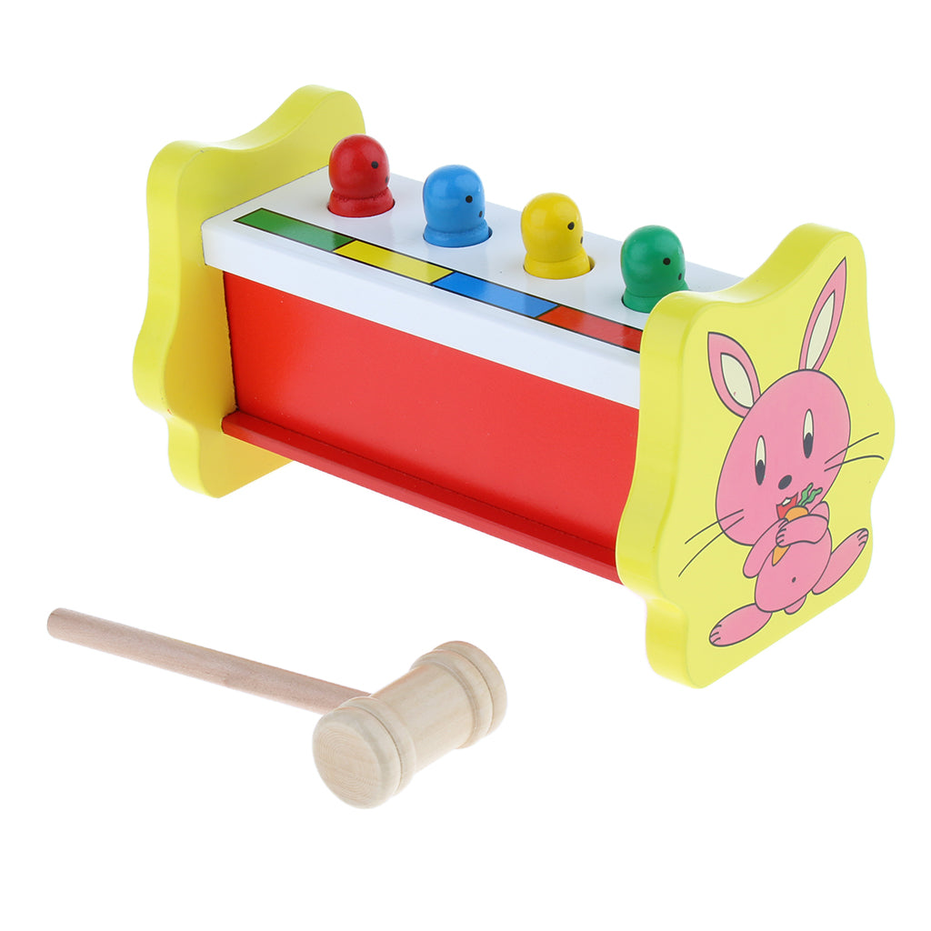 Children Educational Toy Pegs Wooden Game Hammering Bench Hammer Gift