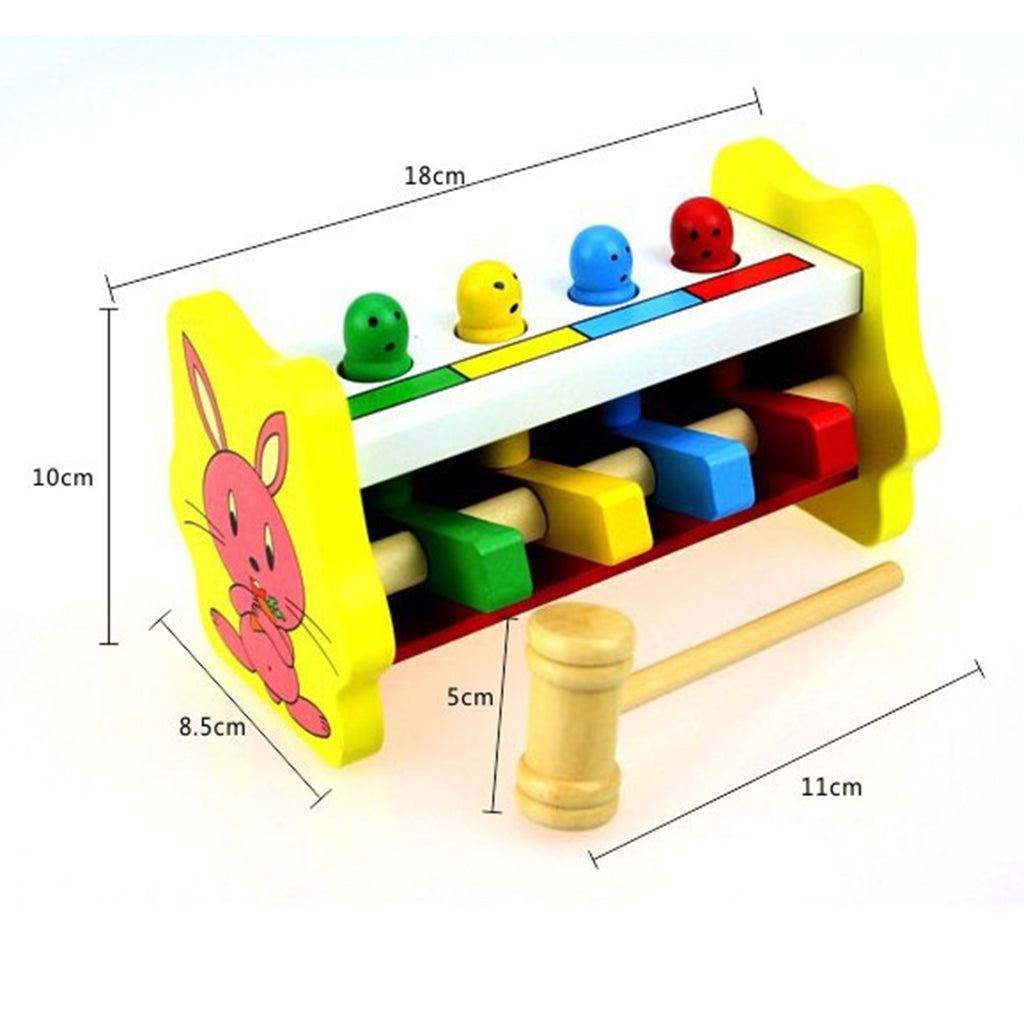 Children Educational Toy Pegs Wooden Game Hammering Bench Hammer Gift