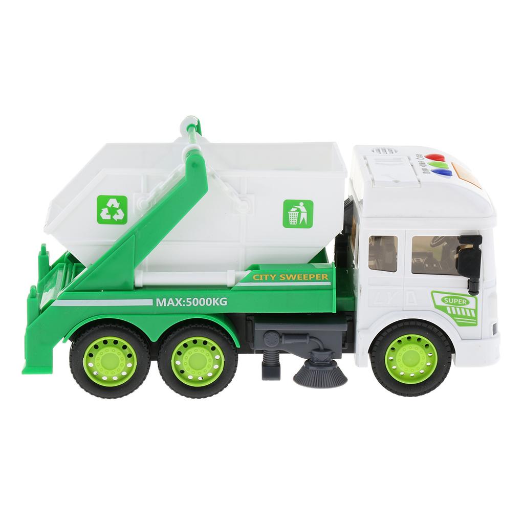 Electric Pull Back Truck w/ Sound Light Vehicle Kids Toy Sanitation Truck