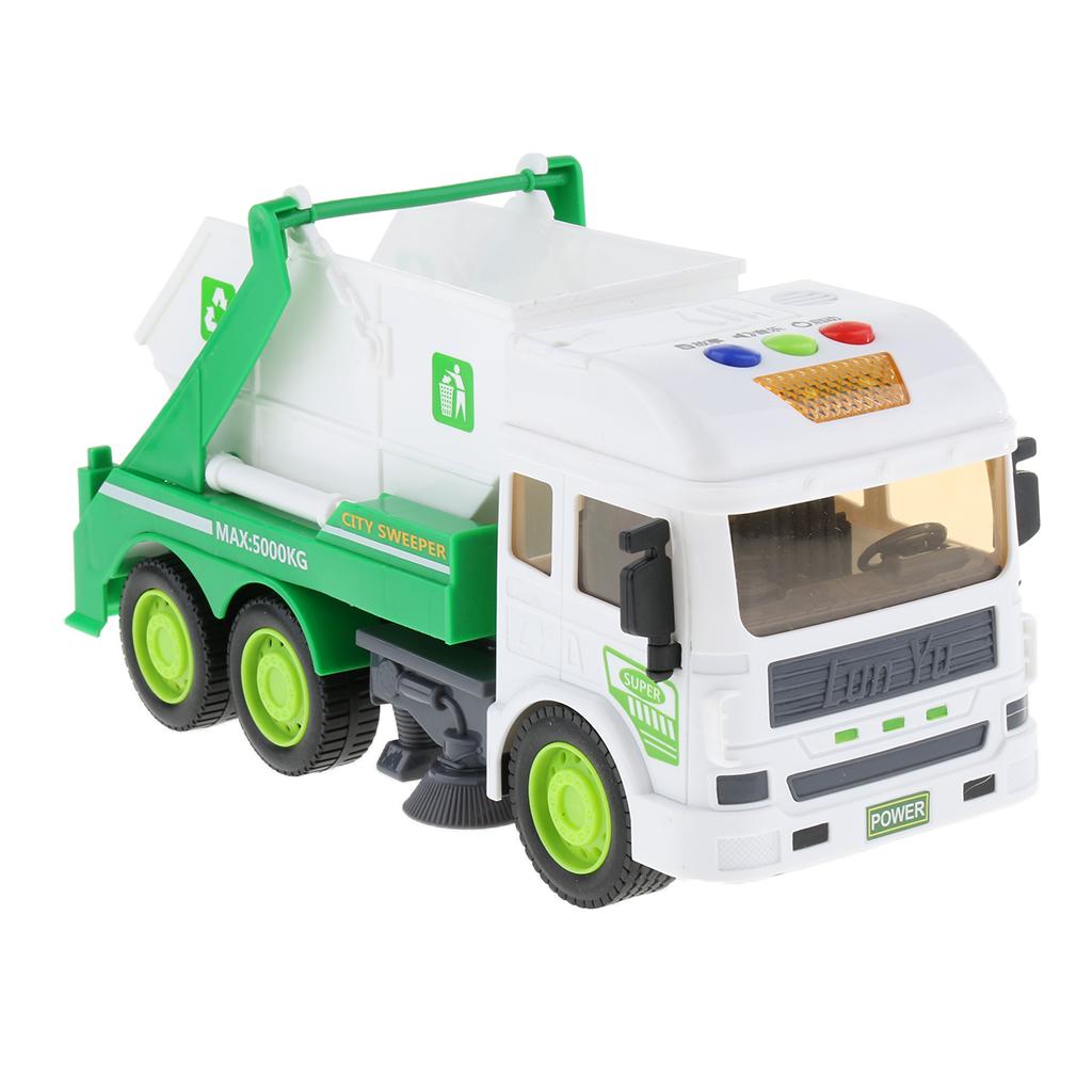 Electric Pull Back Truck w/ Sound Light Vehicle Kids Toy Sanitation Truck