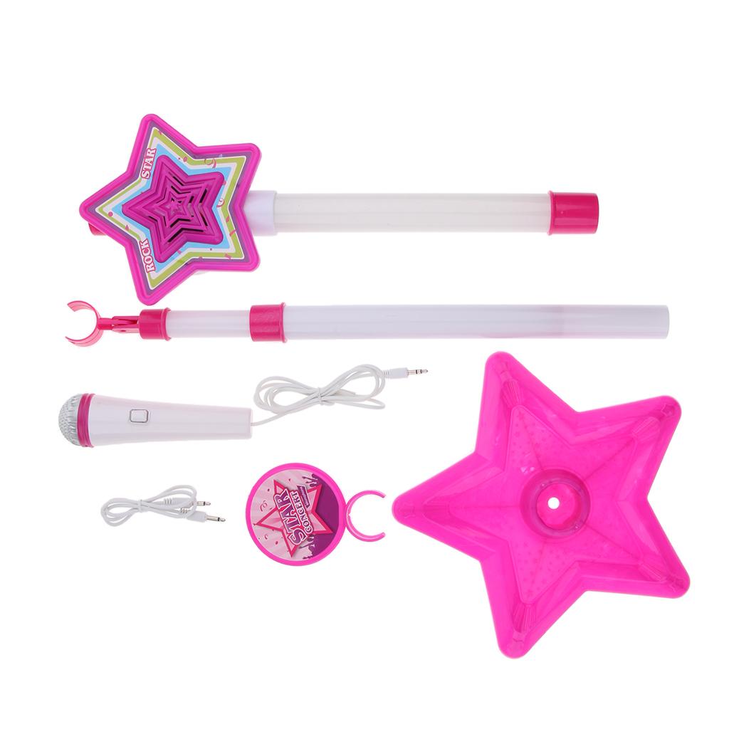 Kids Girls Pink Karaoke Learning Machine Adjustable Star Base Stand Microphone Music Toy